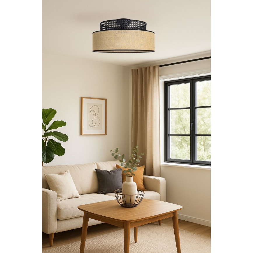 Stropna svjetiljka BOHO 1xE27/60W/230V crna/ratan