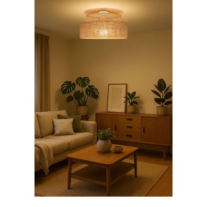 Stropna svjetiljka BOHO 1xE27/60W/230V pr. 40 cm ratan