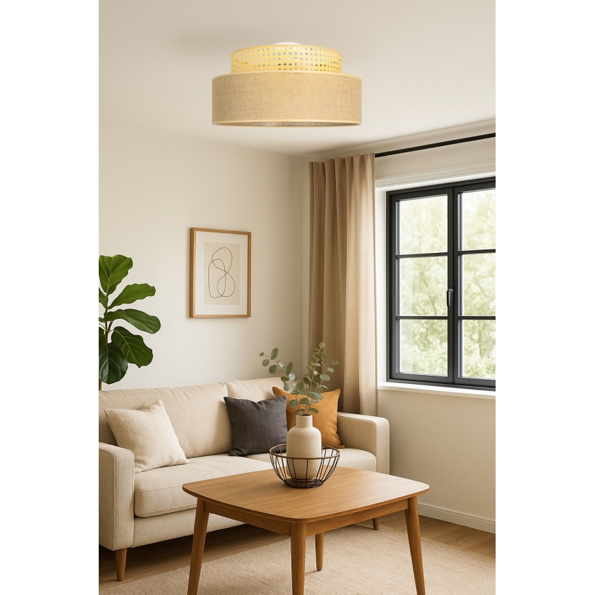 Stropna svjetiljka BOHO 1xE27/60W/230V pr. 40 cm ratan