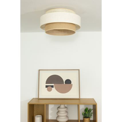 Stropna svjetiljka BOHO 1xE27/60W/230V Ø 40 cm bijela/juta