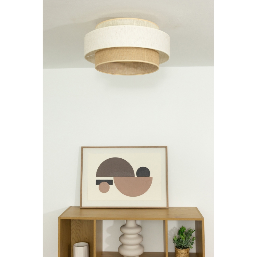 Stropna svjetiljka BOHO 1xE27/60W/230V Ø 40 cm bijela/juta