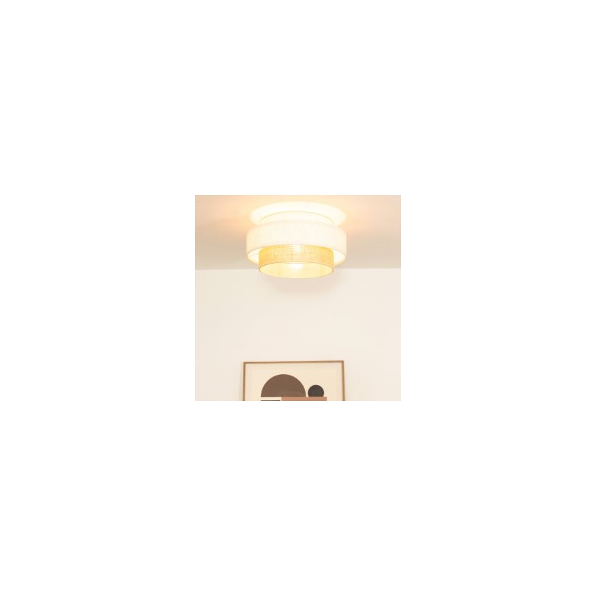 Stropna svjetiljka BOHO 1xE27/60W/230V Ø 40 cm bijela/juta