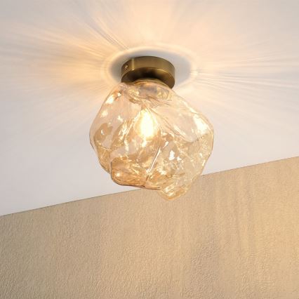 Stropna svjetiljka CRISTAL 1xE14/15W/230V mesing/zadimljena bež