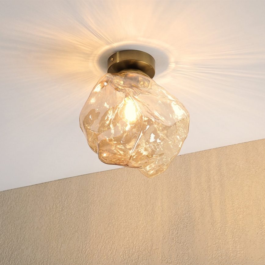 Stropna svjetiljka CRISTAL 1xE14/15W/230V mesing/zadimljena bež