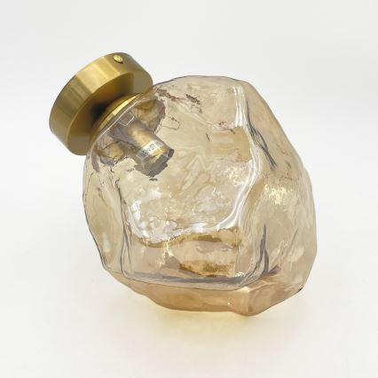 Stropna svjetiljka CRISTAL 1xE14/15W/230V mesing/zadimljena bež