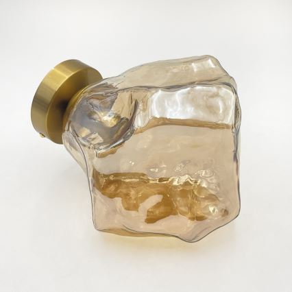 Stropna svjetiljka CRISTAL 1xE14/15W/230V mesing/zadimljena bež
