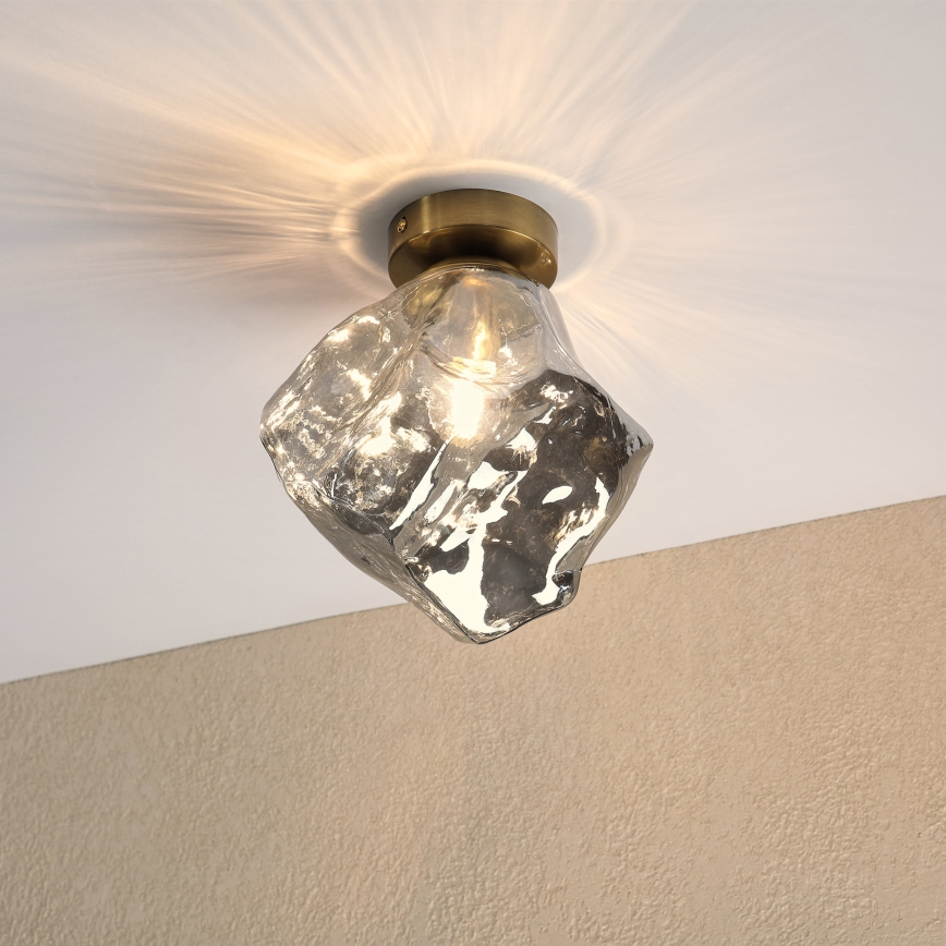 Stropna svjetiljka CRISTAL 1xE14/15W/230V mesing/zadimljeno-crna