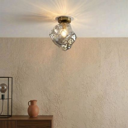 Stropna svjetiljka CRISTAL 1xE14/15W/230V mesing/zadimljeno-crna