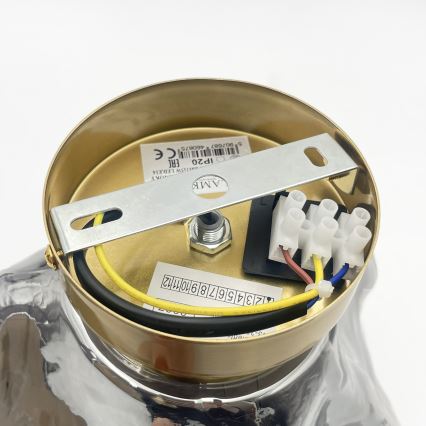 Stropna svjetiljka CRISTAL 1xE14/15W/230V mesing/zadimljeno-crna
