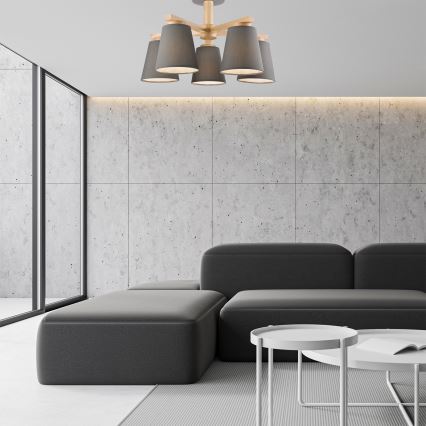 Stropna svjetiljka ELLIE 5xE27/60W/230V siva/buk