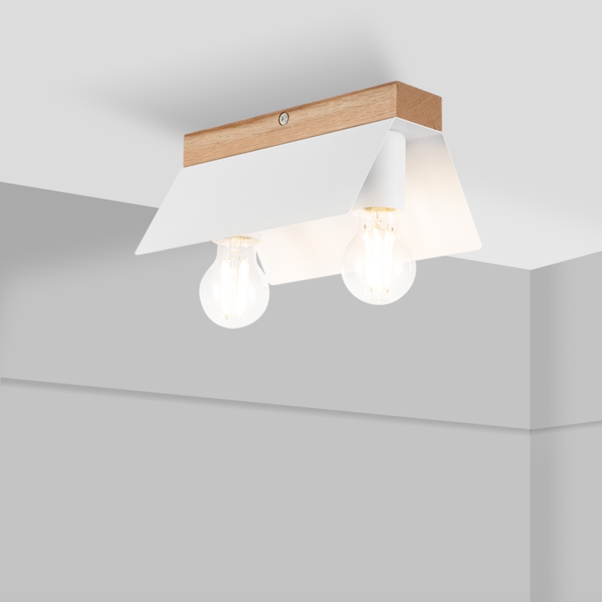 Stropna svjetiljka ESME 2xE27/15W/230V bijela/hrast