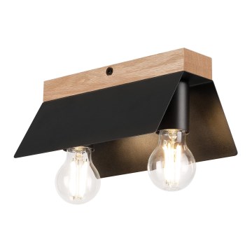 Stropna svjetiljka ESME 2xE27/15W/230V crna/hrast