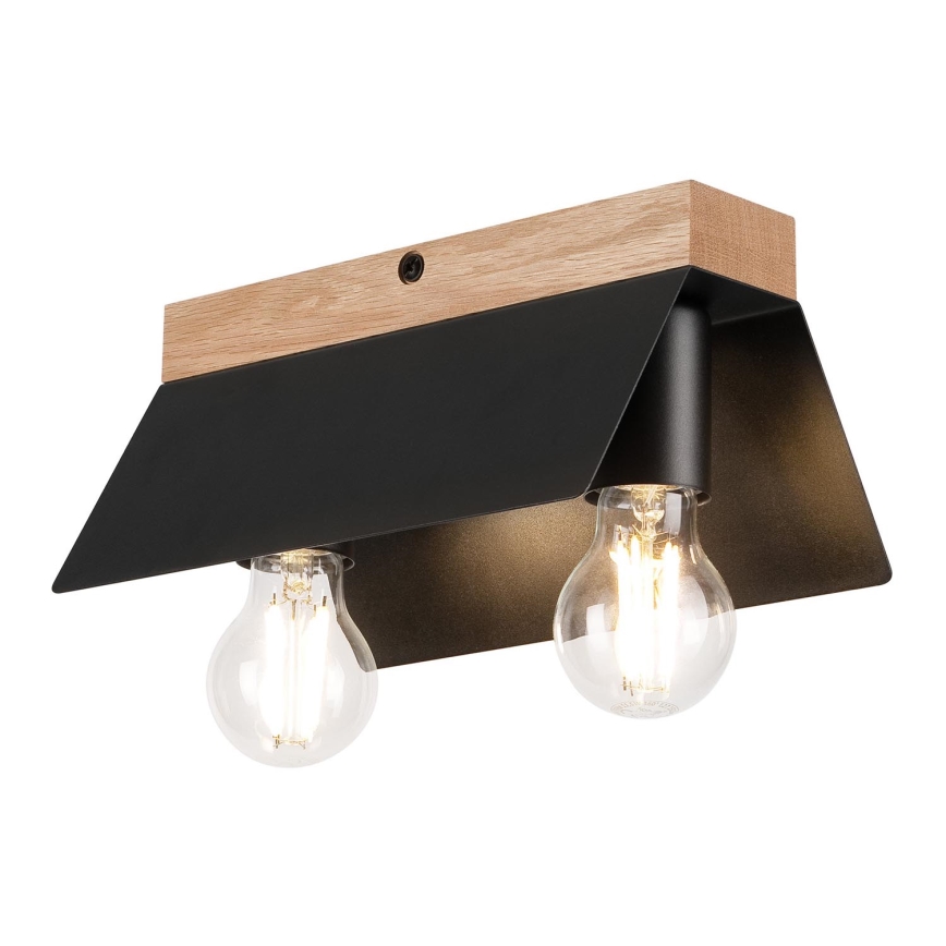 Stropna svjetiljka ESME 2xE27/15W/230V crna/hrast