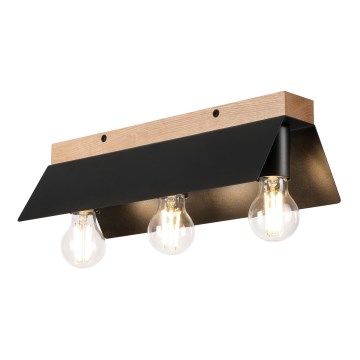 Stropna svjetiljka ESME 3xE27/15W/230V crna/hrast