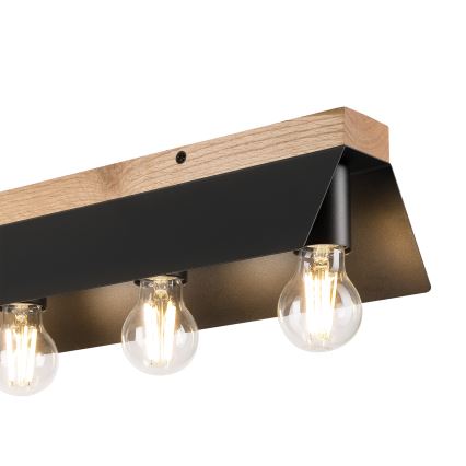 Stropna svjetiljka ESME 5xE27/15W/230V crna/hrast