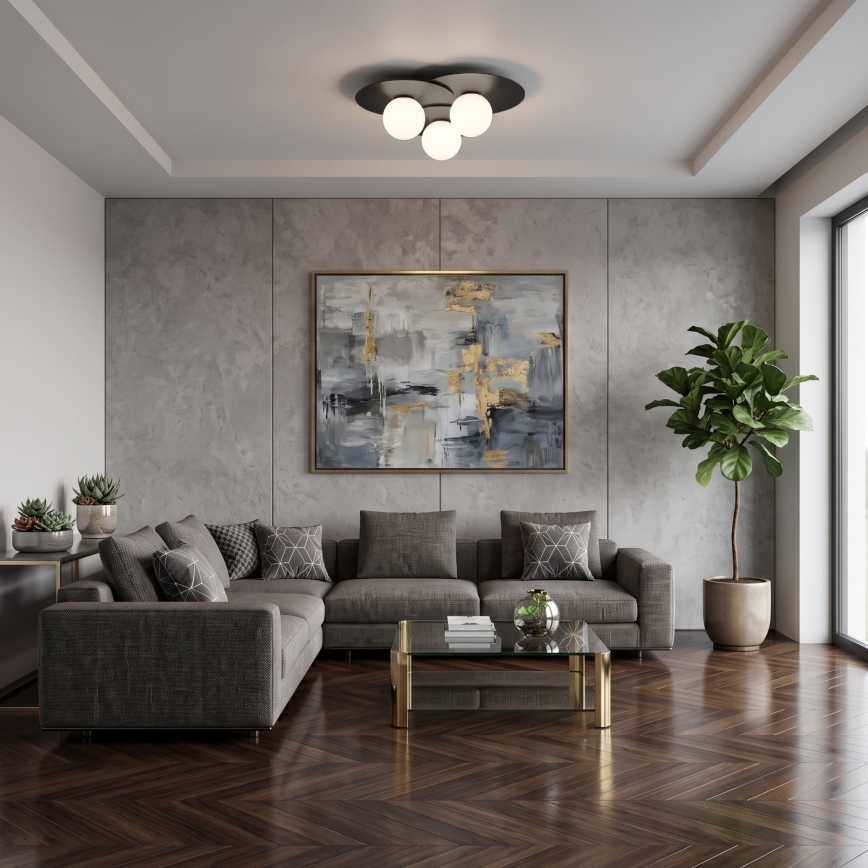 Stropna svjetiljka FLAT 3xE27/15W/230V 55x60 cm crna