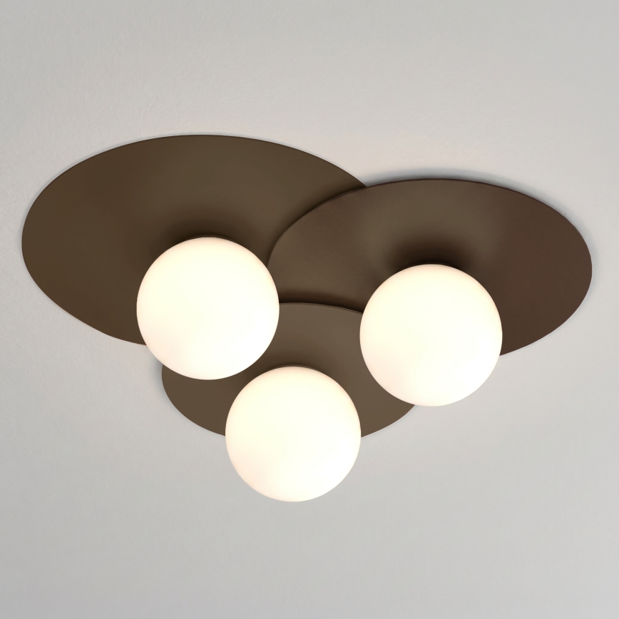 Stropna svjetiljka FLAT 3xE27/15W/230V 55x60 cm smeđa
