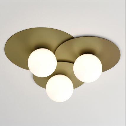 Stropna svjetiljka FLAT 3xE27/15W/230V 55x60 cm zlatna
