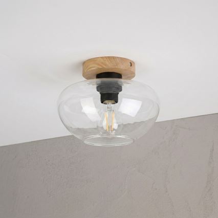 Stropna svjetiljka FLO WOOD 1xE27/15W/230V hrast/prozirno Ø 22 cm