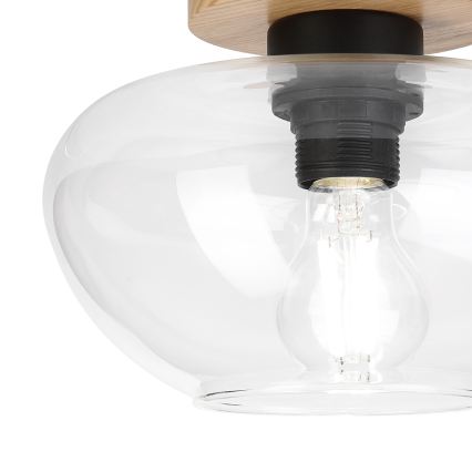 Stropna svjetiljka FLO WOOD 1xE27/15W/230V hrast/prozirno Ø 22 cm