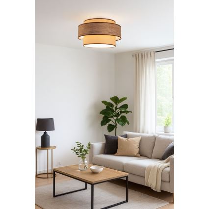 Stropna svjetiljka GRACE 1xE27/60W/230V bež/smeđa