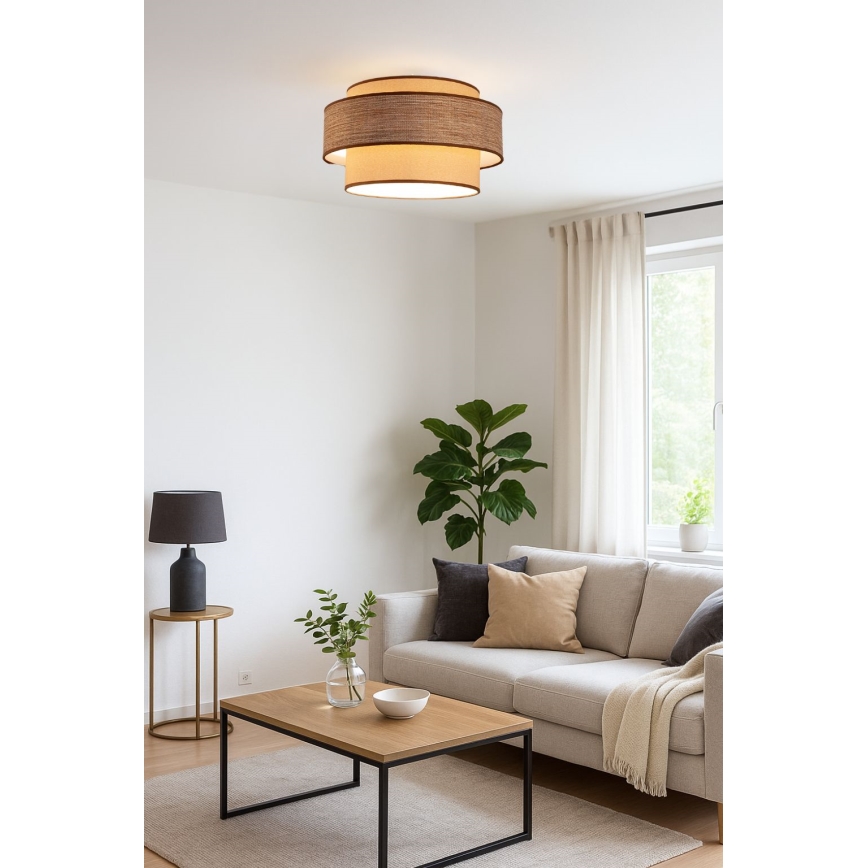 Stropna svjetiljka GRACE 1xE27/60W/230V bež/smeđa