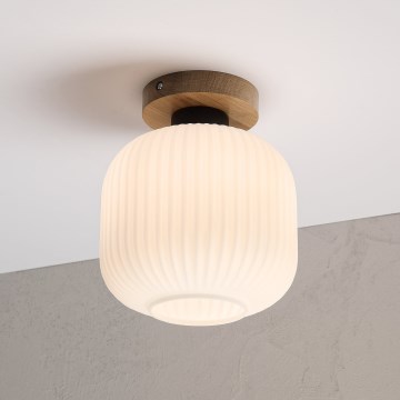 Stropna svjetiljka HARMA WOOD 1xE27/15W/230V hrast/bijela Ø 20 cm