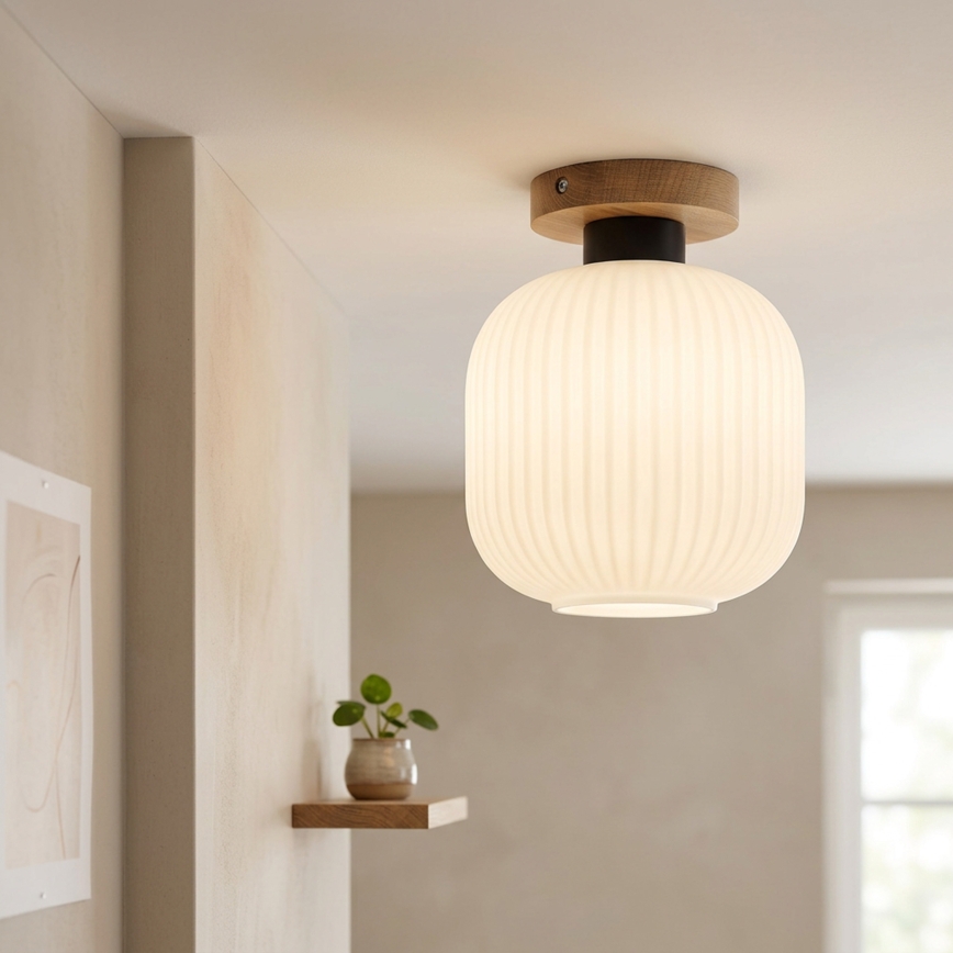 Stropna svjetiljka HARMA WOOD 1xE27/15W/230V hrast/bijela Ø 20 cm