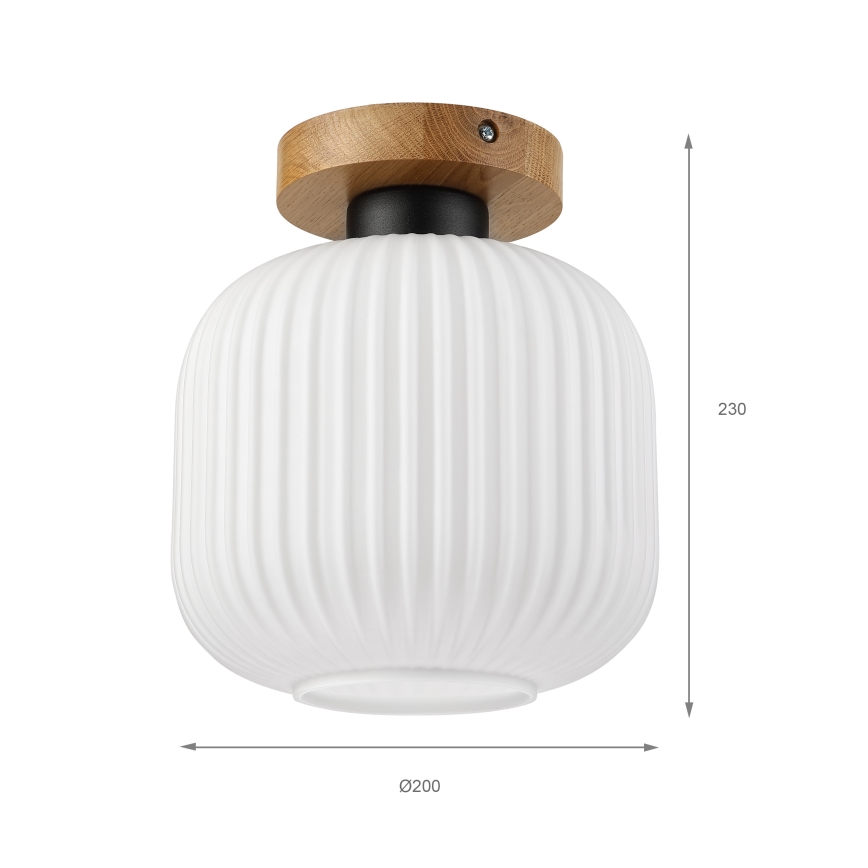 Stropna svjetiljka HARMA WOOD 1xE27/15W/230V hrast/bijela Ø 20 cm
