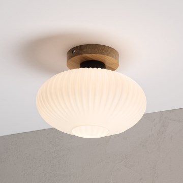 Stropna svjetiljka HARMA WOOD 1xE27/15W/230V hrast/bijela Ø 25 cm