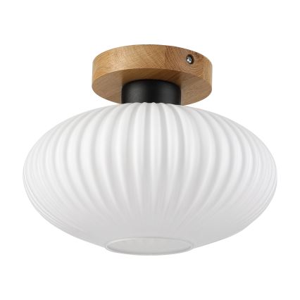 Stropna svjetiljka HARMA WOOD 1xE27/15W/230V hrast/bijela Ø 25 cm