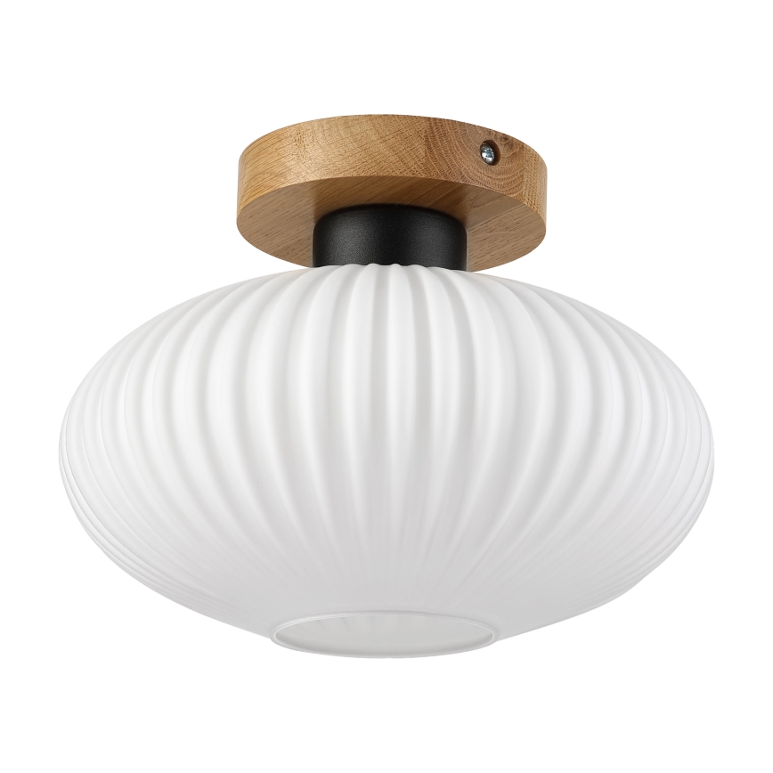 Stropna svjetiljka HARMA WOOD 1xE27/15W/230V hrast/bijela Ø 25 cm