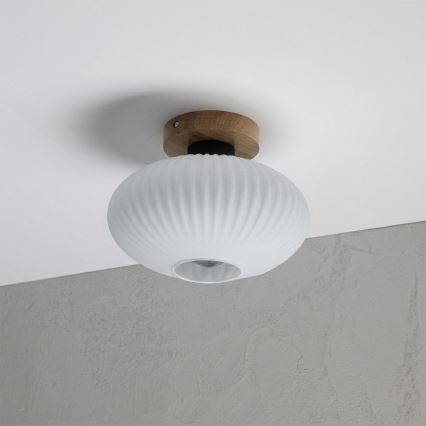 Stropna svjetiljka HARMA WOOD 1xE27/15W/230V hrast/bijela Ø 25 cm