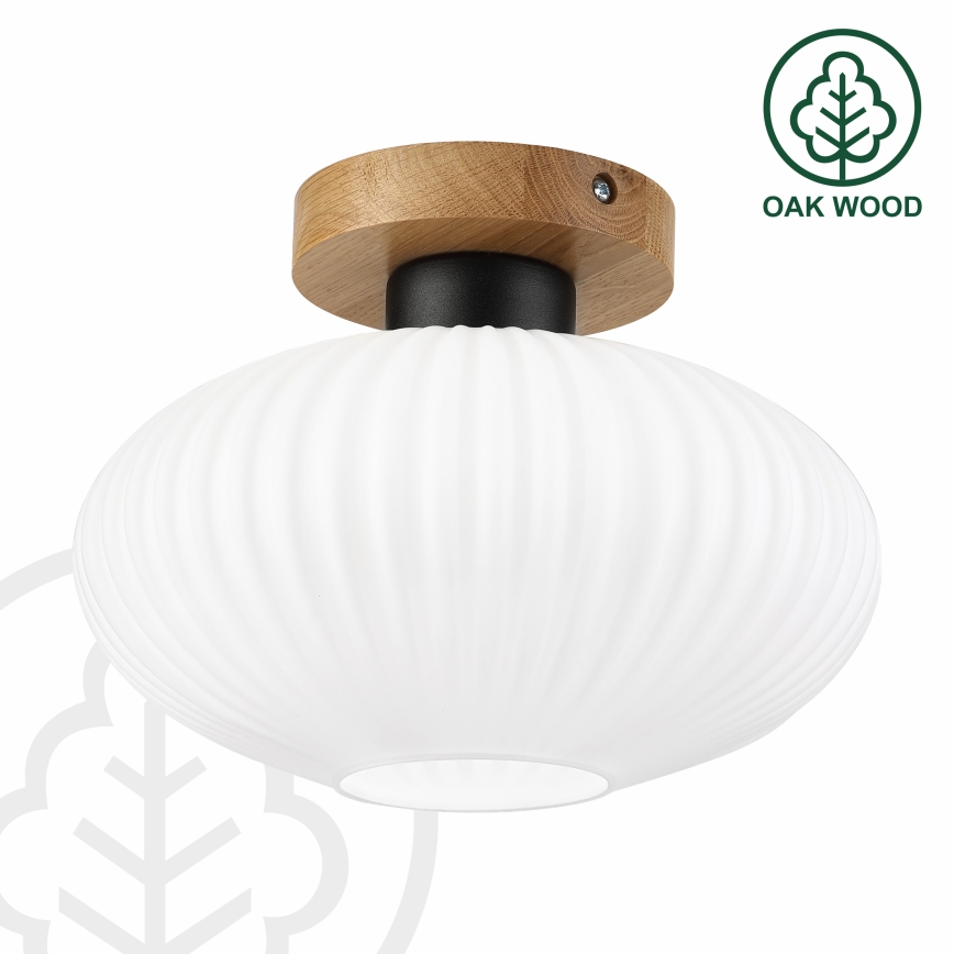 Stropna svjetiljka HARMA WOOD 1xE27/15W/230V hrast/bijela Ø 25 cm