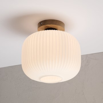 Stropna svjetiljka HARMA WOOD 1xE27/15W/230V hrast/bijela Ø 25 cm