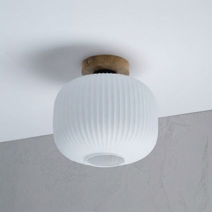 Stropna svjetiljka HARMA WOOD 1xE27/15W/230V hrast/bijela Ø 25 cm