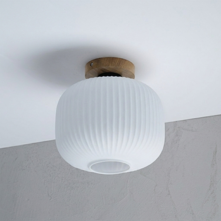 Stropna svjetiljka HARMA WOOD 1xE27/15W/230V hrast/bijela Ø 25 cm