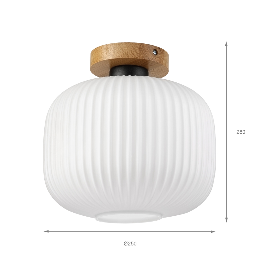 Stropna svjetiljka HARMA WOOD 1xE27/15W/230V hrast/bijela Ø 25 cm
