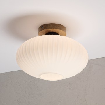 Stropna svjetiljka HARMA WOOD 1xE27/15W/230V hrast/bijela Ø 30 cm