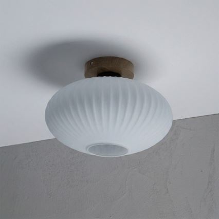 Stropna svjetiljka HARMA WOOD 1xE27/15W/230V hrast/bijela Ø 30 cm