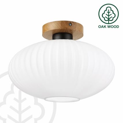 Stropna svjetiljka HARMA WOOD 1xE27/15W/230V hrast/bijela Ø 30 cm