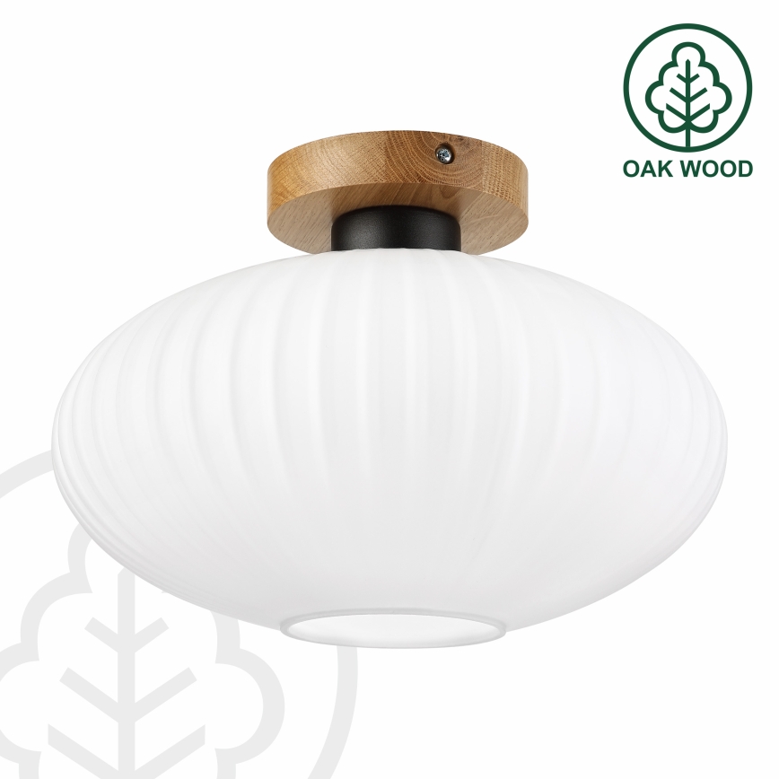 Stropna svjetiljka HARMA WOOD 1xE27/15W/230V hrast/bijela Ø 30 cm