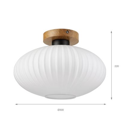 Stropna svjetiljka HARMA WOOD 1xE27/15W/230V hrast/bijela Ø 30 cm