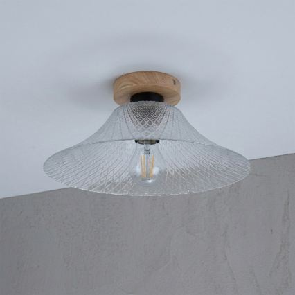 Stropna svjetiljka JULL WOOD 1xE27/15W/230V hrast/prozirno promjer 34 cm