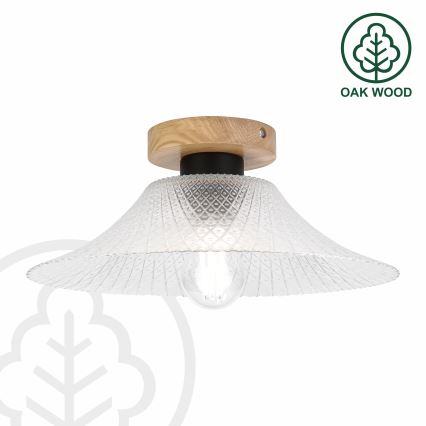 Stropna svjetiljka JULL WOOD 1xE27/15W/230V hrast/prozirno promjer 34 cm