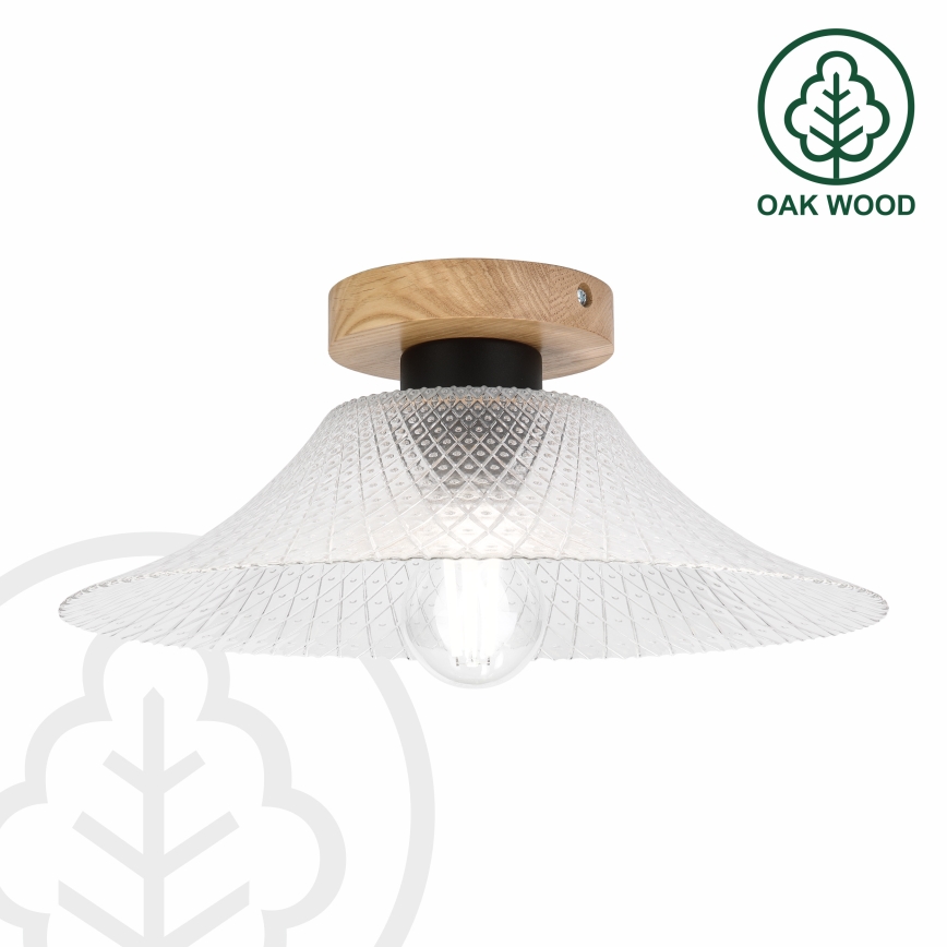 Stropna svjetiljka JULL WOOD 1xE27/15W/230V hrast/prozirno promjer 34 cm