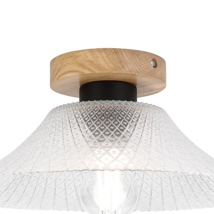 Stropna svjetiljka JULL WOOD 1xE27/15W/230V hrast/prozirno promjer 34 cm
