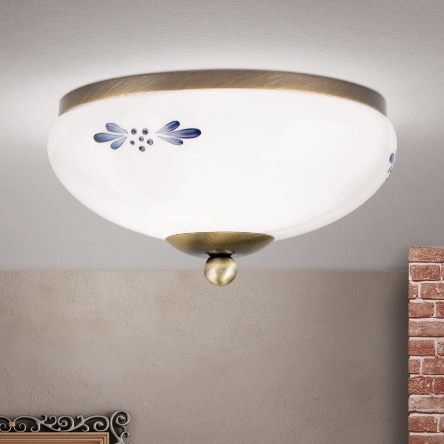 Stropna svjetiljka LANDHAUS 1xE27/60W/230V pr. 21 cm bronca/bijela