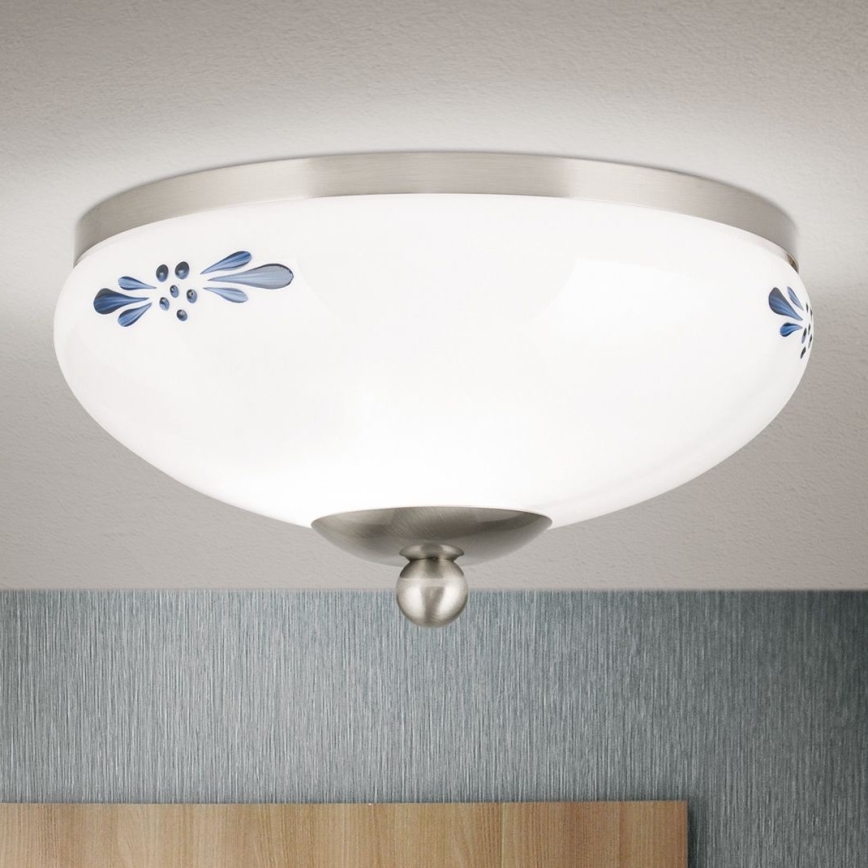 Stropna svjetiljka LANDHAUS 1xE27/60W/230V pr. 21 cm mat krom/bijela