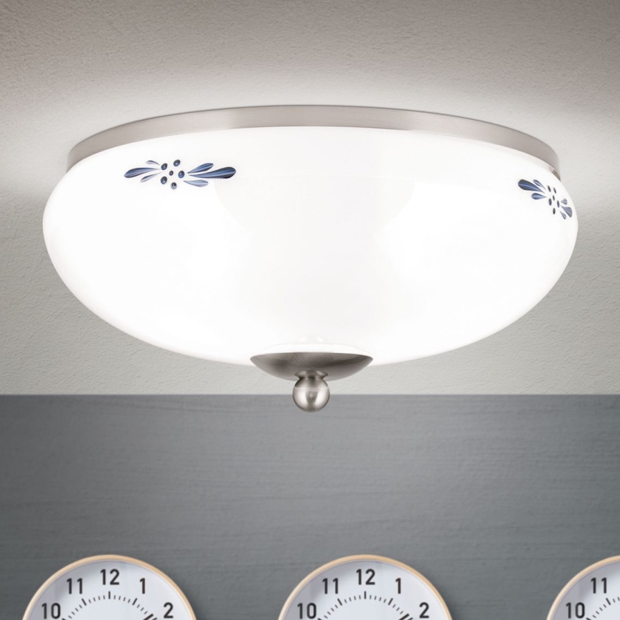 Stropna svjetiljka LANDHAUS 2xE27/60W/230V pr. 28 cm mat krom/bijela